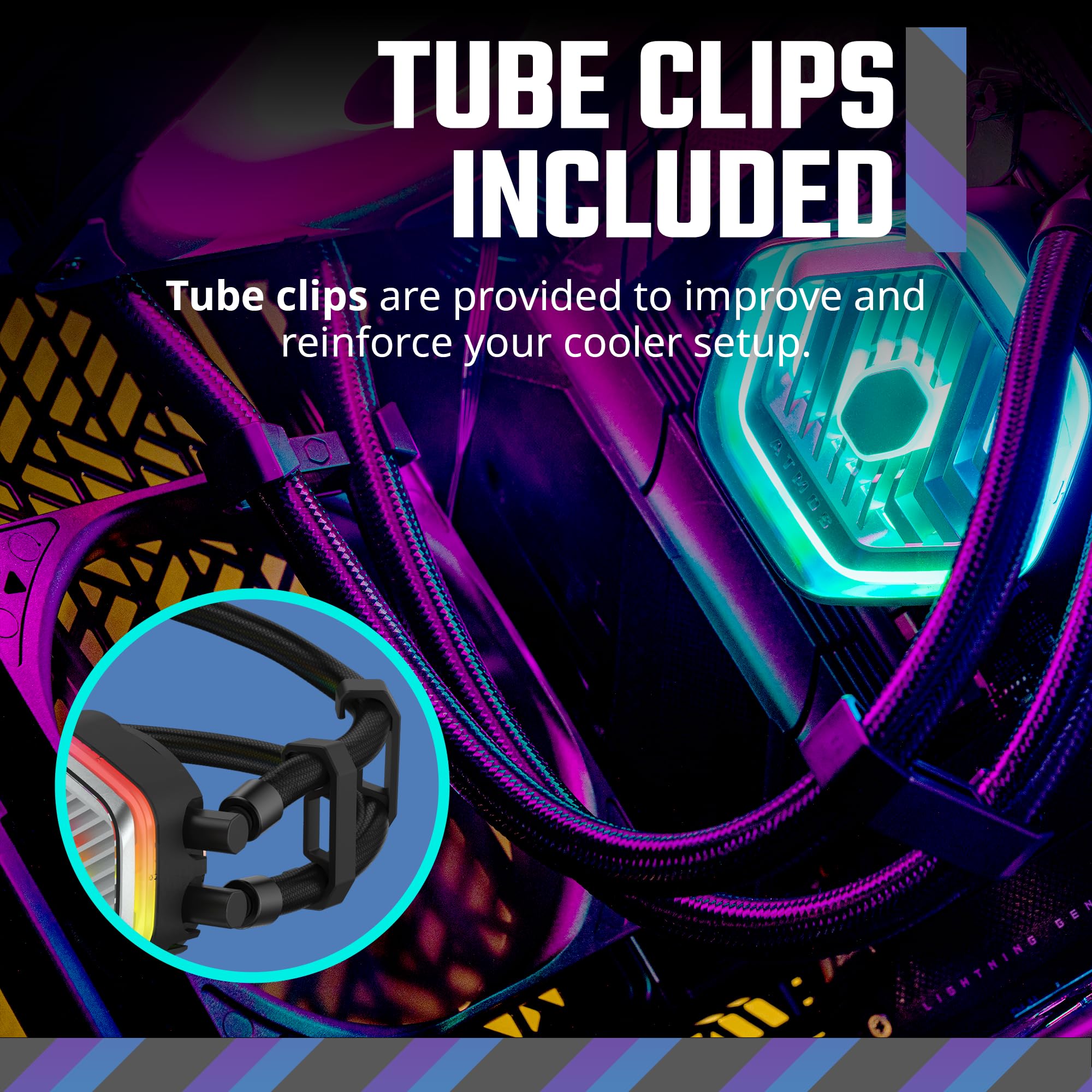 Cooler Master 240 Atmos High Performance Close-Loop AIO Liquid Cooler, R9|i7 Dual Chamber Pump, Customize Cover, Sickleflow Edge PWM, aRGB Lighting, AMD Ryzen AM5|4, Intel LGA 1851|1700 Platform - Image 9