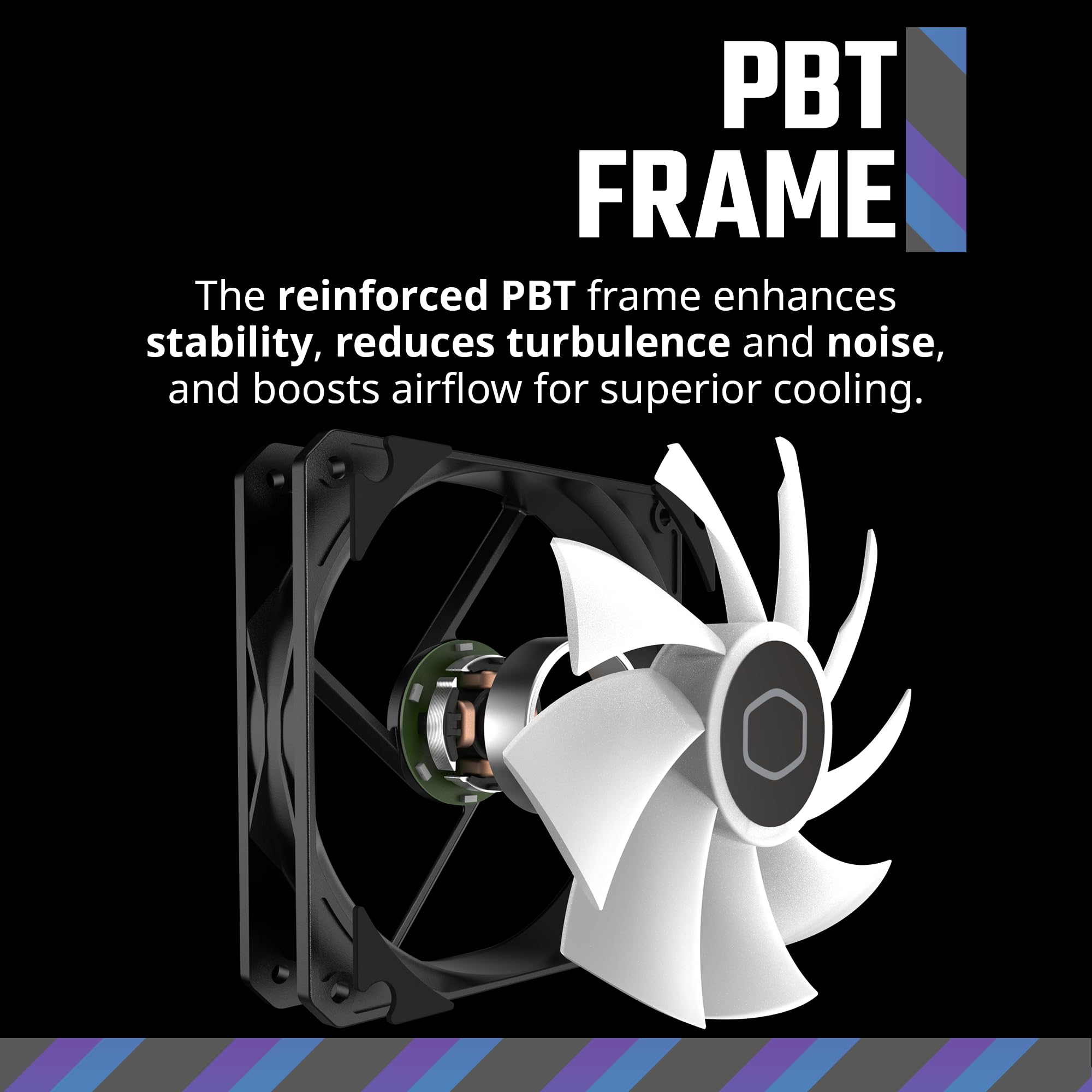 Cooler Master MF120 Lite 120mm PC Case Fan|Liquid Cooler|Air Cooler 3-Pack, 120mm aRGB Lighting, aRGB Splitter, Dynamic PWM 1,750 RPM, Air Balance Blades, Hybrid | PBT Frame - Image 6